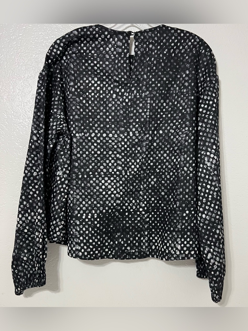 Marita Huurinainen Black White Polka Dot Cotton Blouse Balloon Sleeve Top M - Picture 3 of 7